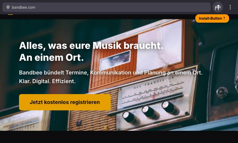 Bandbee in Firefox mit Install-Button